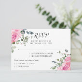 Dusty Pink Eucalyptus Botanical Wedding RSVP Kaartje (Staand voorkant)