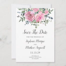 Dusty Pink Eucalyptus Botanical Wedding Save The Date