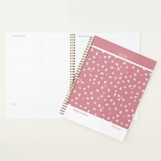 Dusty Pink Feminine Minimalist Floral Large Planner (Display)