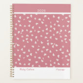 Dusty Pink Feminine Minimalist Floral Large Planner (Voorkant)