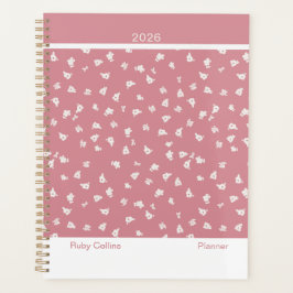Dusty Pink Feminine Minimalist Floral Large Planner