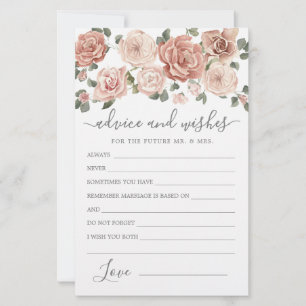 Dusty Pink Floral Advice and Wishes Kaart