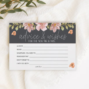 Dusty Pink Floral Advice Well Wishes Wedding Briefpapier