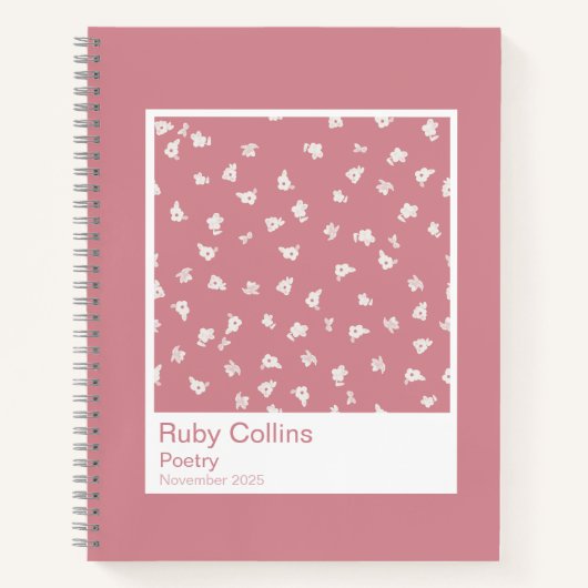 Dusty Pink Floral Aesthetic Notebook Notitieboek (Voorkant)