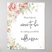 Dusty Pink Floral Baby shower Envelope Station Poster (Voorkant)