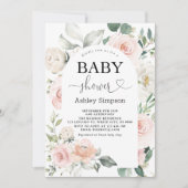 Dusty Pink Floral Baby shower Kaart (Voorkant)