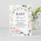 Dusty Pink Floral Baby shower Kaart (Staand voorkant)