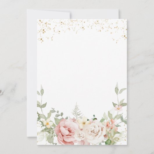 Dusty Pink Floral Baby shower Kaart (Achterkant)