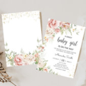 Dusty Pink Floral Baby shower Kaart