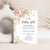 Dusty Pink Floral Baby shower Kaart