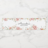 Dusty Pink Floral Baby shower Waterfles Etiket (Enkel label)