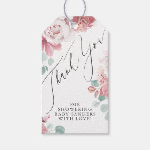 Dusty Pink Floral Bedankt Label voor elk feest Cadeaulabel