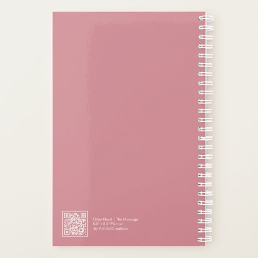 Dusty Pink Floral Block Quote | Fully Customizable Planner (Achterkant)