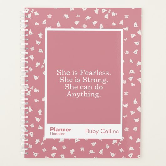Dusty Pink Floral Block Quote | Fully Customizable Planner (Voorkant)
