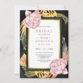 Dusty Pink Floral Boho Palm Black Vrijgezellenfees Kaart (Voorkant)