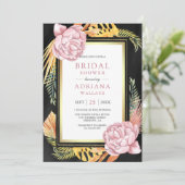 Dusty Pink Floral Boho Palm Black Vrijgezellenfees Kaart (Staand voorkant)