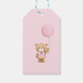 Dusty Pink Floral Boho Teddy Bear Baby Girl Party Cadeaulabel (Achterkant)