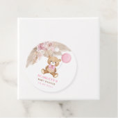 Dusty Pink Floral Boho Teddy Bear Baby shower Bedankjes Labels (In situ)
