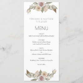 Dusty Pink Floral Botanical Wedding Menu