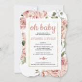 Dusty Pink Floral Botanisch Baby shower Kaart (Voorkant)