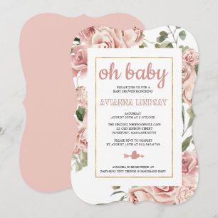 Dusty Pink Floral Botanisch Baby shower Kaart