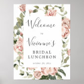 Dusty Pink Floral Bridal Luncheon Welkom Poster (Voorkant)