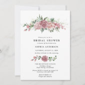 Dusty Pink Floral Bridal Shower Invitation Kaart (Voorkant)