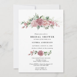Dusty Pink Floral Bridal Shower Invitation Kaart