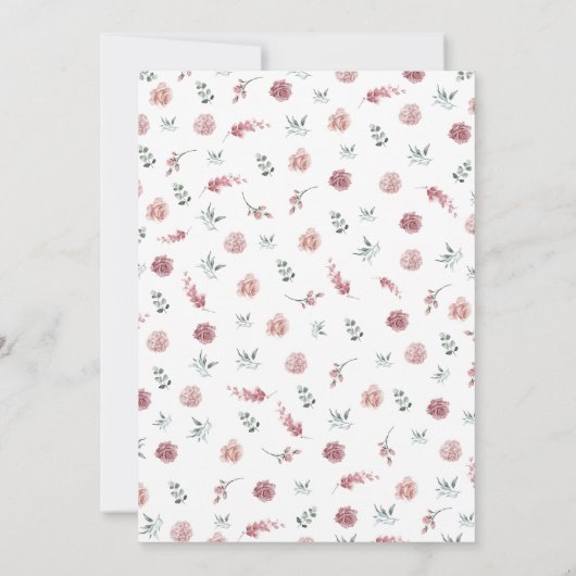 Dusty Pink Floral Bridal Shower Invitation Kaart (Achterkant)