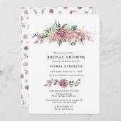 Dusty Pink Floral Bridal Shower Invitation Kaart (Voorkant / Achterkant)