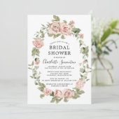 Dusty Pink Floral Bridal Shower Kaart (Staand voorkant)