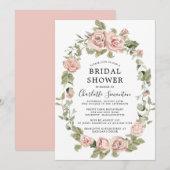 Dusty Pink Floral Bridal Shower Kaart (Voorkant / Achterkant)