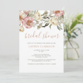 Dusty Pink Floral Bridal Shower Kaart (Staand voorkant)