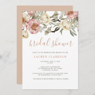 Dusty Pink Floral Bridal Shower Kaart