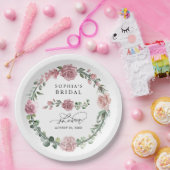 Dusty Pink Floral Bridal Shower Papieren Bordje (Feest)