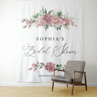 Dusty Pink Floral Bridal Shower Wandkleed