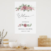Dusty Pink Floral Bridal Shower Welcome  Poster (Keuken)