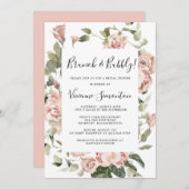 Dusty Pink Floral Brunch en Bubble Kaart (Voorkant / Achterkant)