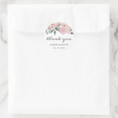 Dusty Pink Floral Calligrafie Script Dank u Ronde Sticker (Tas)