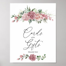 Dusty Pink Floral Cards & Gifts Sign Poster