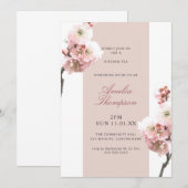 Dusty Pink Floral Cherry Blossom Vrijgezellenfeest Kaart (Voorkant / Achterkant)