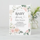 Dusty Pink Floral Diamond Baby shower Kaart (Staand voorkant)