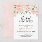 Dusty Pink Floral Drop Bridal Showuitnodiging Kaart (Voorkant / Achterkant)