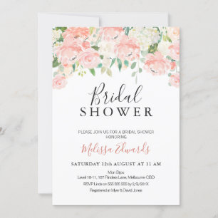 Dusty Pink Floral Drop Bridal Showuitnodiging Kaart