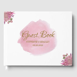Dusty Pink Floral Elegant Wedding Gastenboek