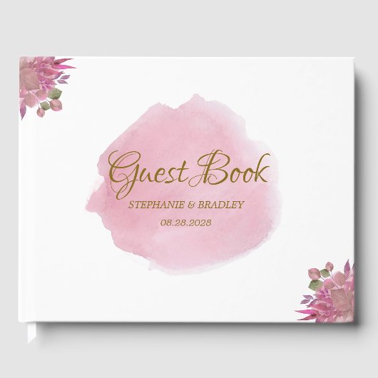 Dusty Pink Floral Elegant Wedding Gastenboek (Voorkant)
