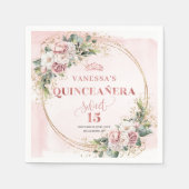 Dusty Pink Floral Eucalyptus Birthday Napkins Servet (Voorkant)