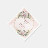Dusty Pink Floral Eucalyptus Glitter Wedding Napki Servet (Hoek)
