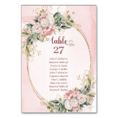 Dusty Pink Floral Eucalyptus Gold Table Numbers Kaart (Voorkant)