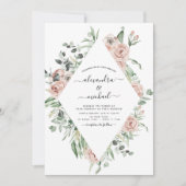 Dusty Pink Floral Eucalyptus Greenery Wedding Invi Kaart (Voorkant)